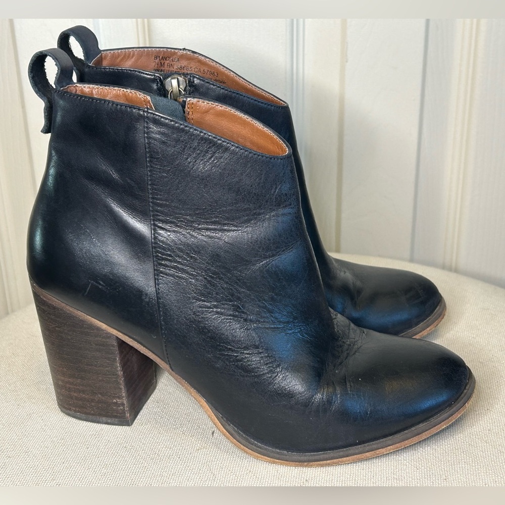 BP Lance Lea Black Leather Side Zip Chunky Block Heel Ankle Boots Nordstrom BOHO